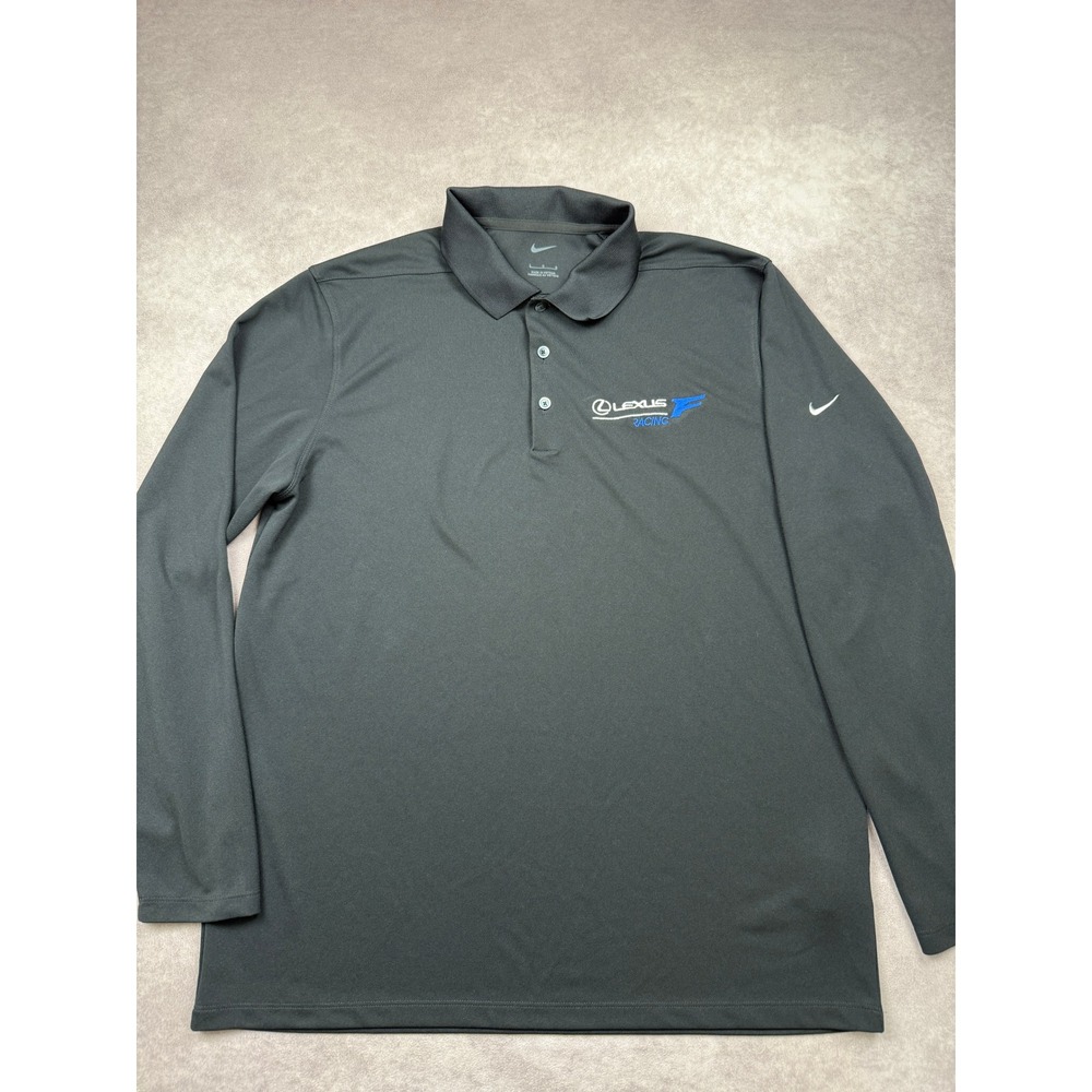 Nike Lexus Racing F Sport Long Sleeve Polo Shirt Mens L Black Embroidered Logo
